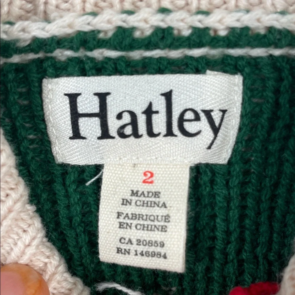 Hatley Kids Red Cream Reindeer Christmas Tree Fair Isle Shawl Cardigan Sweater 2